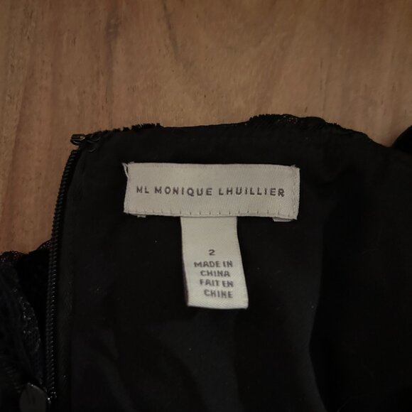 ML Monique Lhuillier Evening Gown Black Floral Print US 2 - Picture 4 of 4